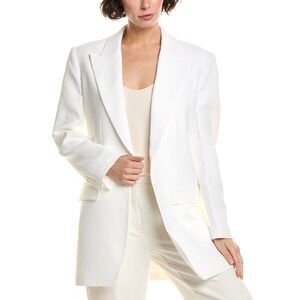 Michael Kors Collection Womens Sable Darcy Silk-Blend Blazer, White
